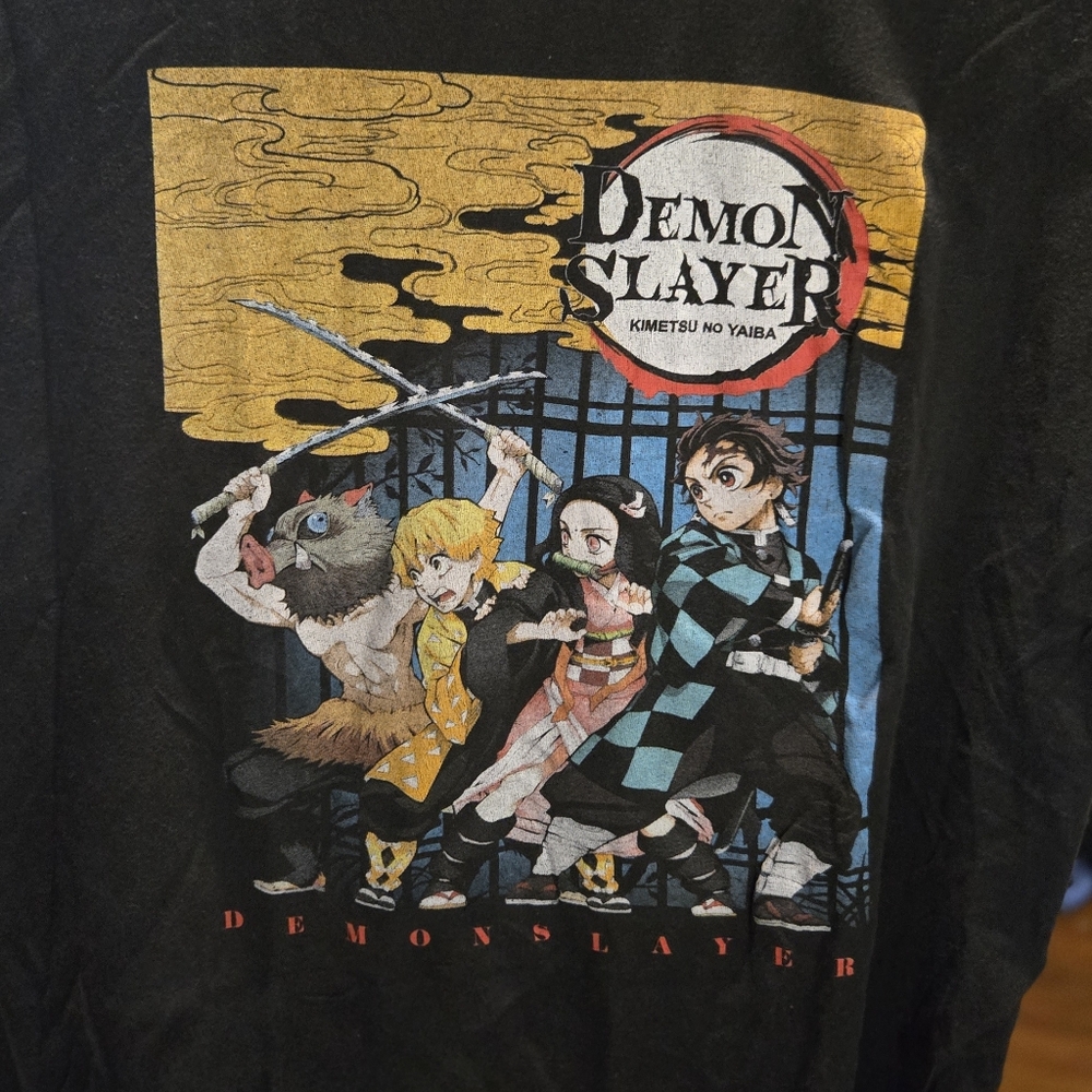 Demon Slayer Kimetsu no Yaiba Graphic T-Shirt Mens Large Black Aniplex Anime Tee